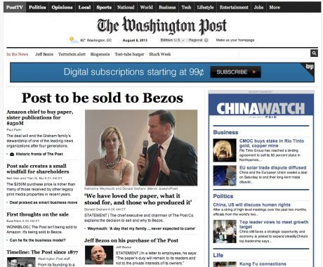米アマゾンCEO Jeff Bezos 氏、2億5000万ドルでワシントン・ポスト紙を買収 【増田 @maskin】