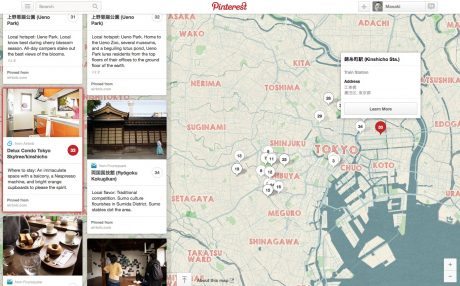 Pinterestが地図ピンに対応、ユーザー自ら地図ボードを作成可能  【@maskin】
